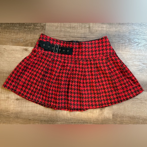 Tripp NYC by Daang Goodman Houndstooth Pleated Skater Skirt Belt Detail Size 14 - Picture 8 of 13